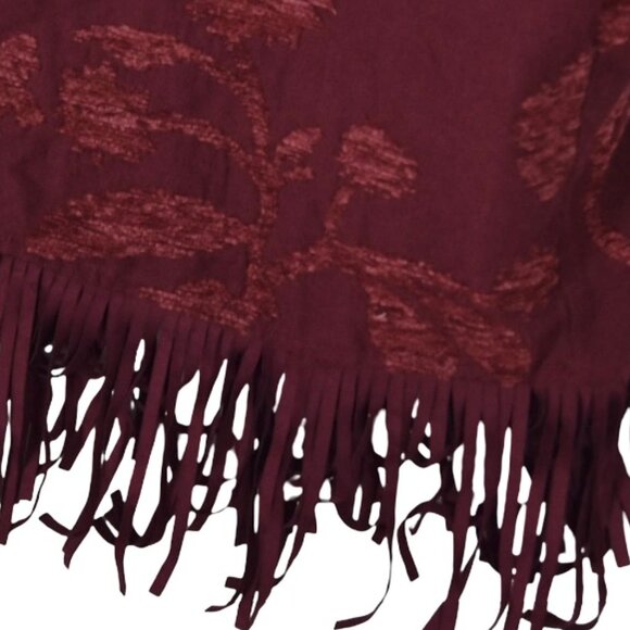 Chico’s Red Fringe Kimono Jacket L/XL Boho Western Floral Drape Open Front - Picture 5 of 8